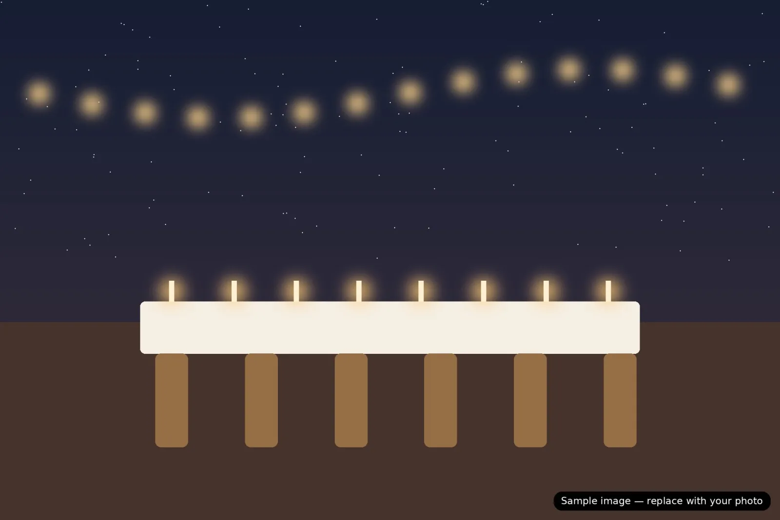 Outdoor dining under fairy lights
