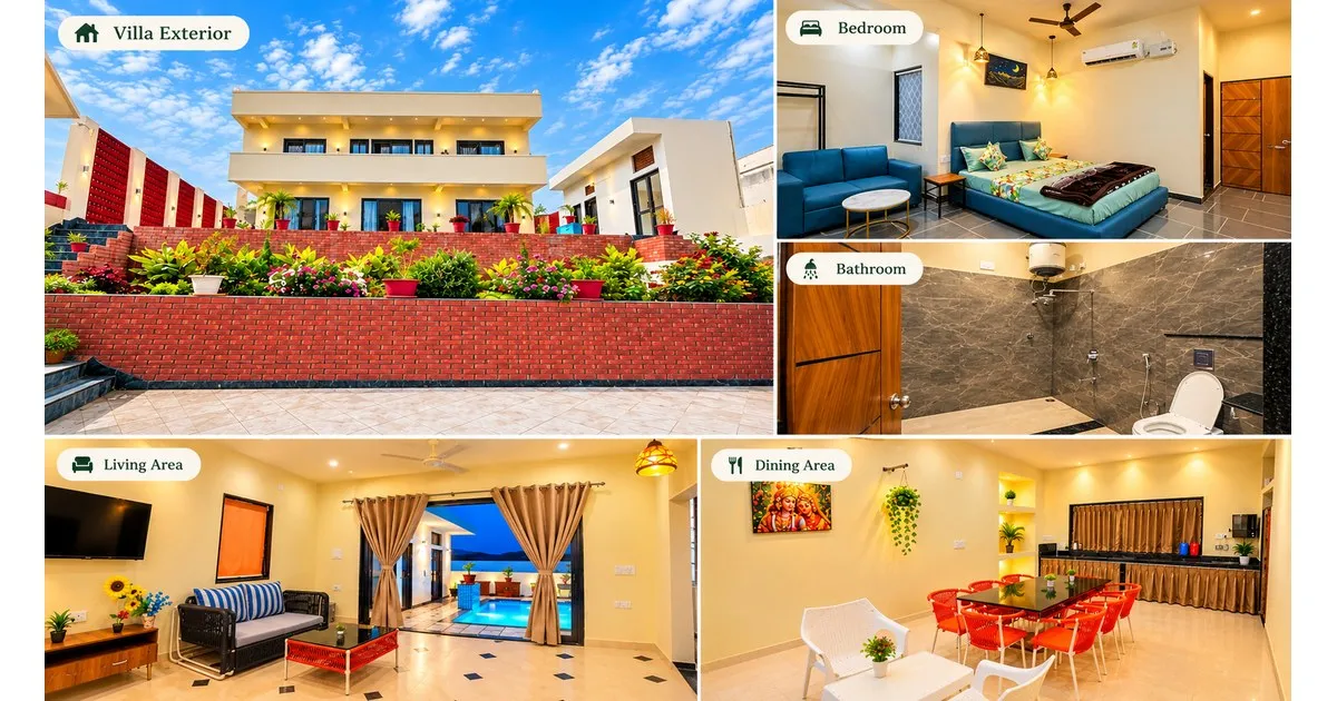 Pearl Pride Villa Udaipur - luxury villa with private pool, bedroom, living and dining area