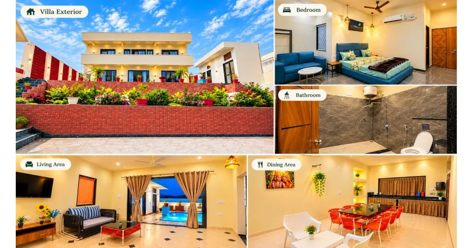 Pearl Pride Villa Udaipur - luxury villa with private pool, bedroom, living and dining area